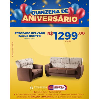 ESTOFADO RELVADO 2/3LUG DUETTO 380 CORES DIVERSAS