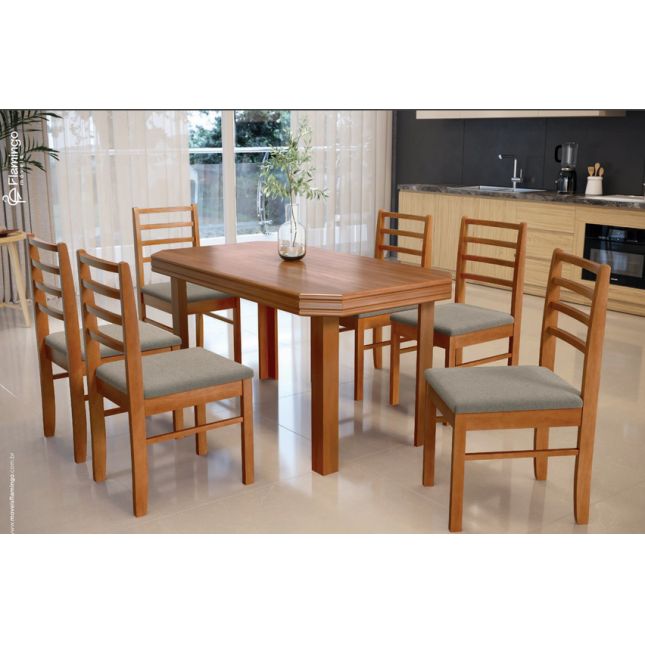CONJUNTO MESA FLAMINGO PEROLA 6 CADEIRAS 